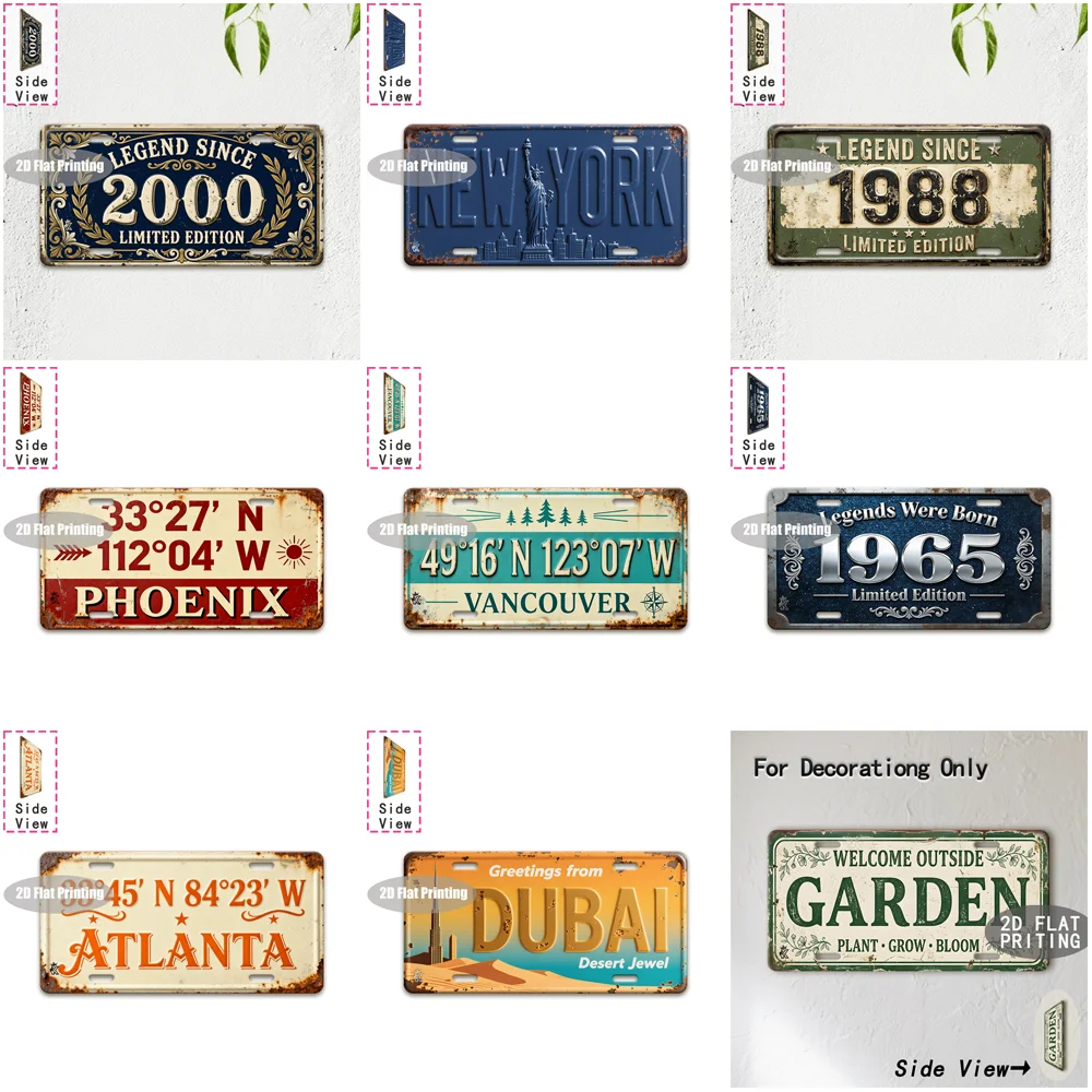 Tin Sign - Vintage Durable Metal Plaque Wall Decor, Home Office Bar Man Cave Garden Global City Coordinate Birth Year License