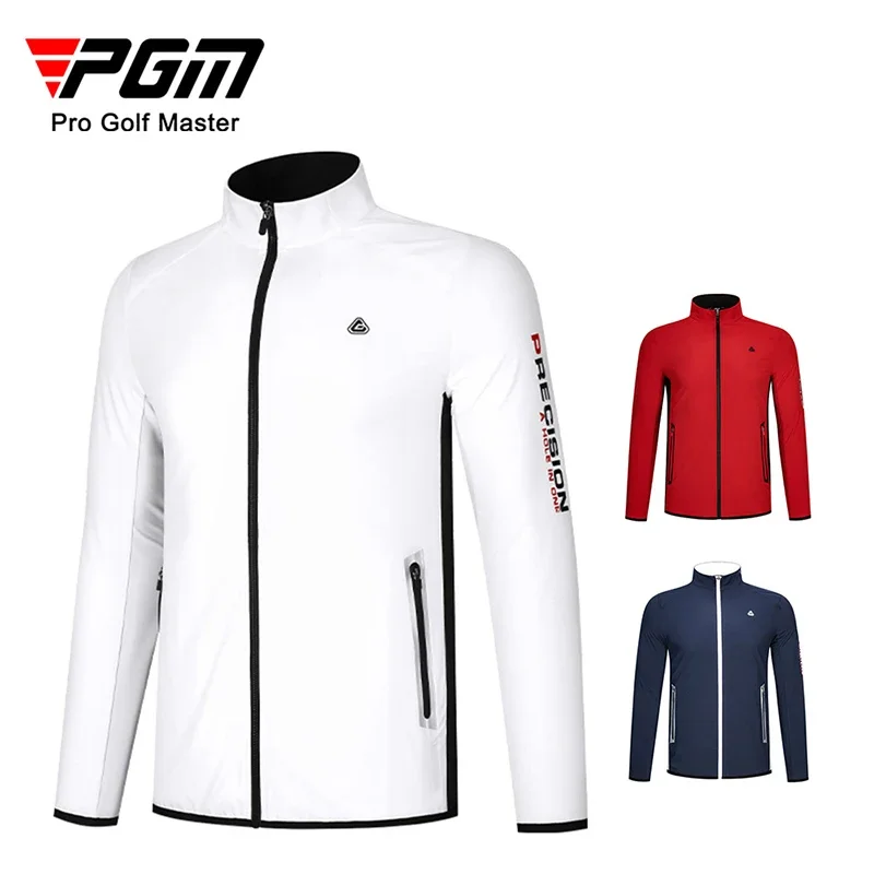 PGM Men Waterproof Golf Jacket Windproof Long Sleeve Coat Autumn Male Full Zipper Windbreaker Spring Casual Quick Dry Sport Coat