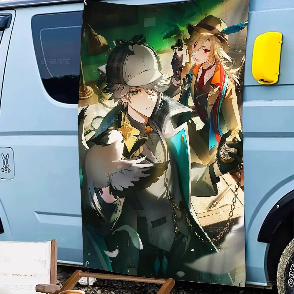 Genshin Impact Kaveh Alhaitham, klassischer Anime, bedruckt, große Flagge, Kunst, Science-Fiction-Raum, Heimdekoration, Dekor-Banner
