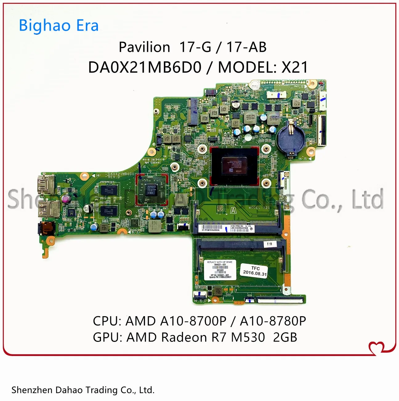 

For HP Pavilion 17-G 17Z-G 17-AB Laptop Motherboard DA0X21MB6D0 With A10-8700P/8780P CPU R7 M360 2GB-GPU 844521-601 809403-601