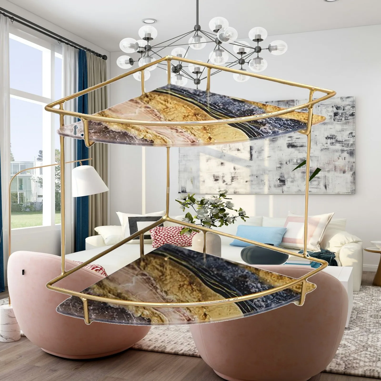 2 Tier Makeup Storage Shelf Iron Decoration Lipstick Perfume