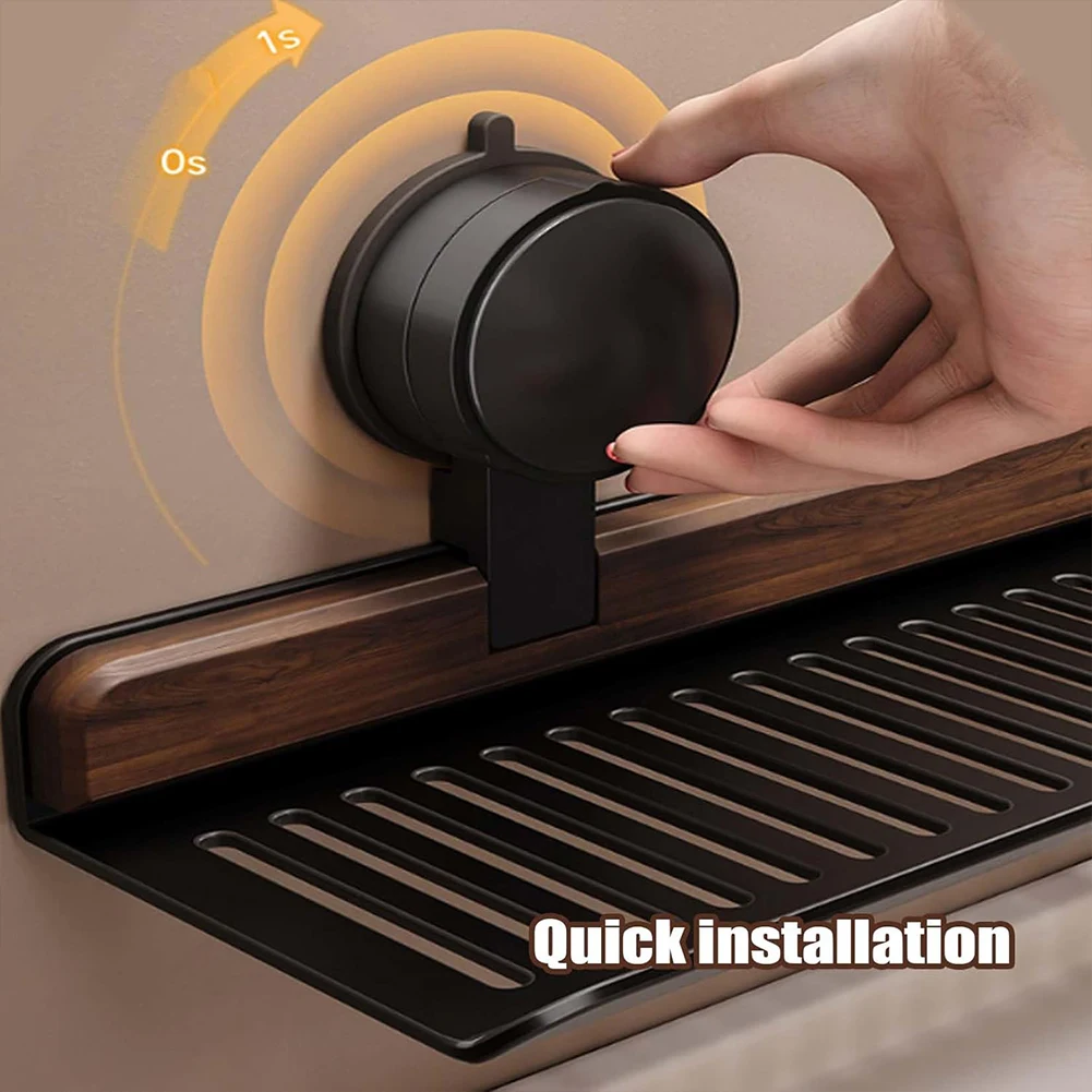 Walnut Suction Cup Bathroom Shelf No Drilling Wall Mounted Sink Shelf Heavy Duty Storage Rack Bathroom Accessories