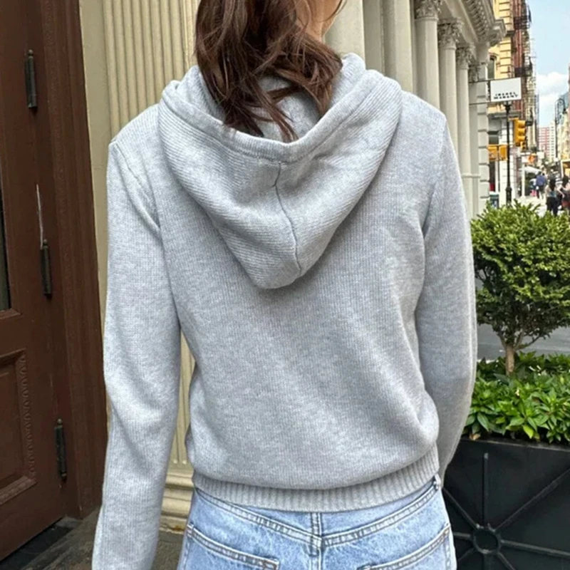 

Sports Style Long Sleeve Solid Color Sweater Jacket 2025 Autumn and Winter Women's Jacket