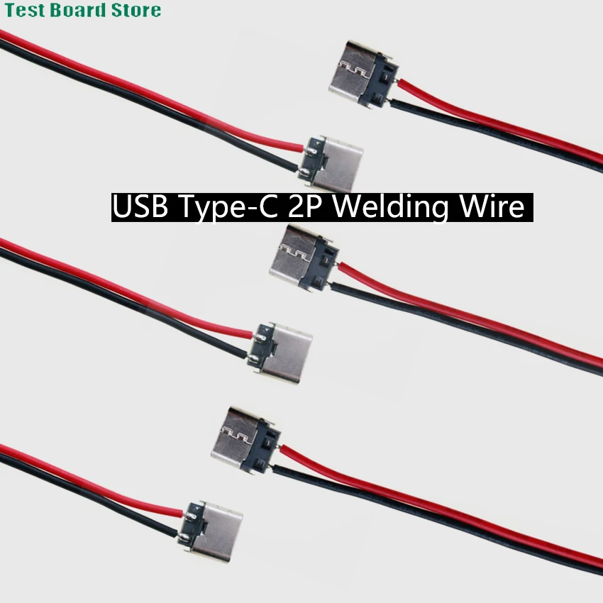 1/5/10PCS USB Type-C Female Port Soldering Cable 2Pin Pin Socket with Cable, Mobile Phone Fast Charging Port Cable