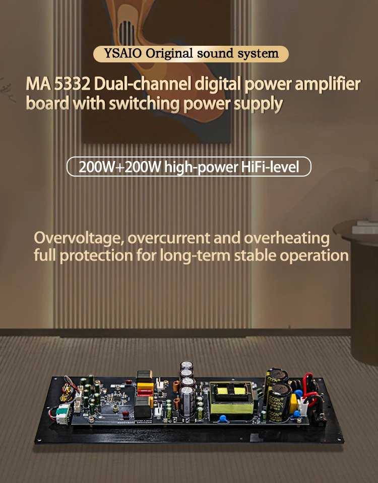 Ysaio Ma5332Ms Pure Power Amplifier Hochleistungs-Digitalverstärkerplatine Hifi Audiophile-Qualität Zweikanalmodul 2X200W – Detail 1