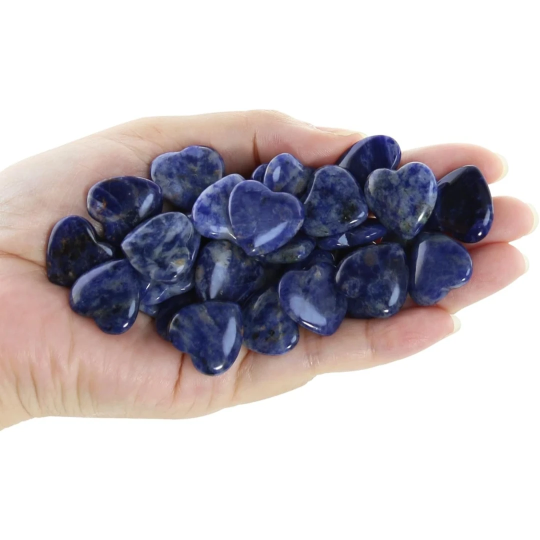 Tumbled polished natural lapis lazuli heart crystal stones Suitable for healing stones Reiki therapy and decoration (20 Pcs)