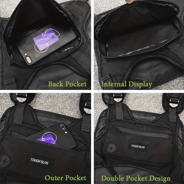 Chest Bag Waist Bag Hip Hop Streetwear Large Capacity Sports Casual Tactical Vest Bags for Men 4 Chest Bag Waist Bag Hip Hop Streetwear Large Capacity Sports Casual Tactical Vest Bags for Men – view 4