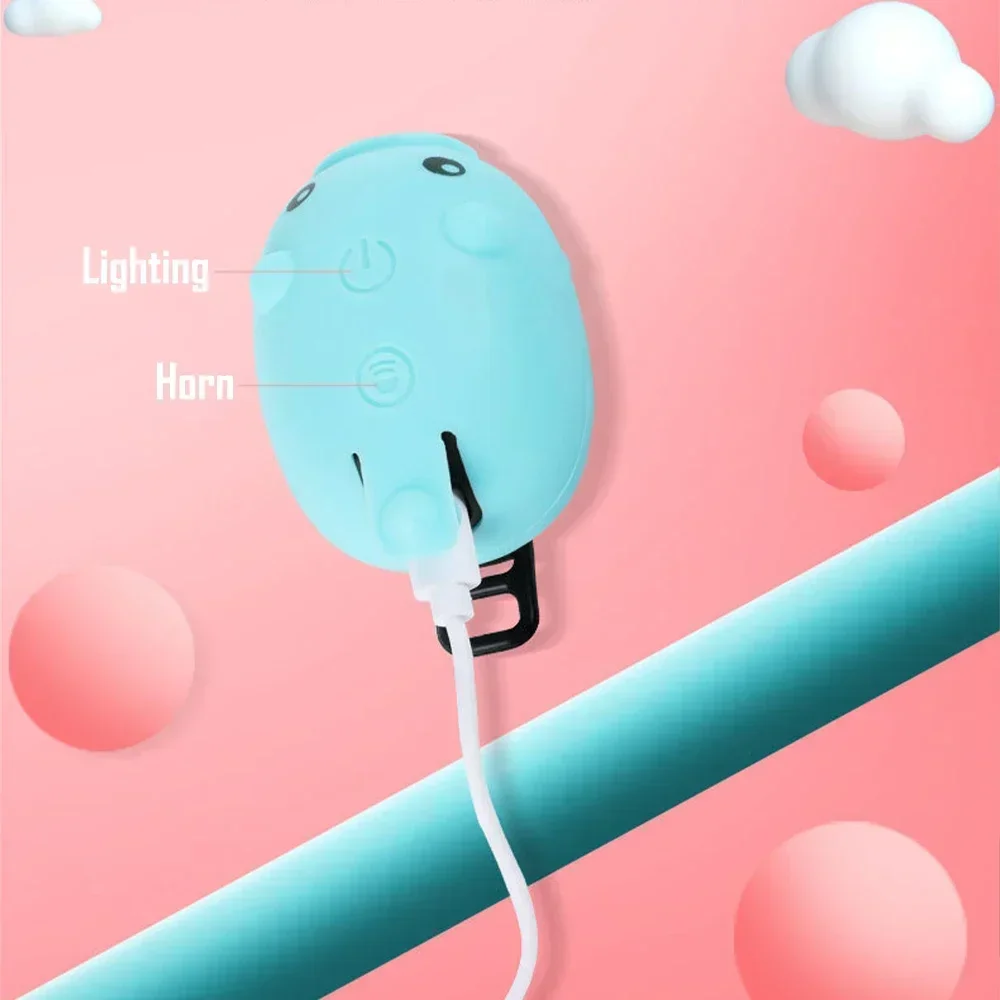 Cute Bike Handlebar Light 3 Lighting Modes Children Cartoon Pig USB Rechargeable Waterproof Accessories Balance Car Decoration