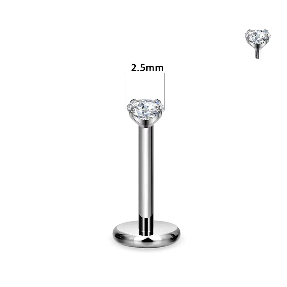 G23 Titanium Round Lab Piercing Nose Stud, Body Jewellery