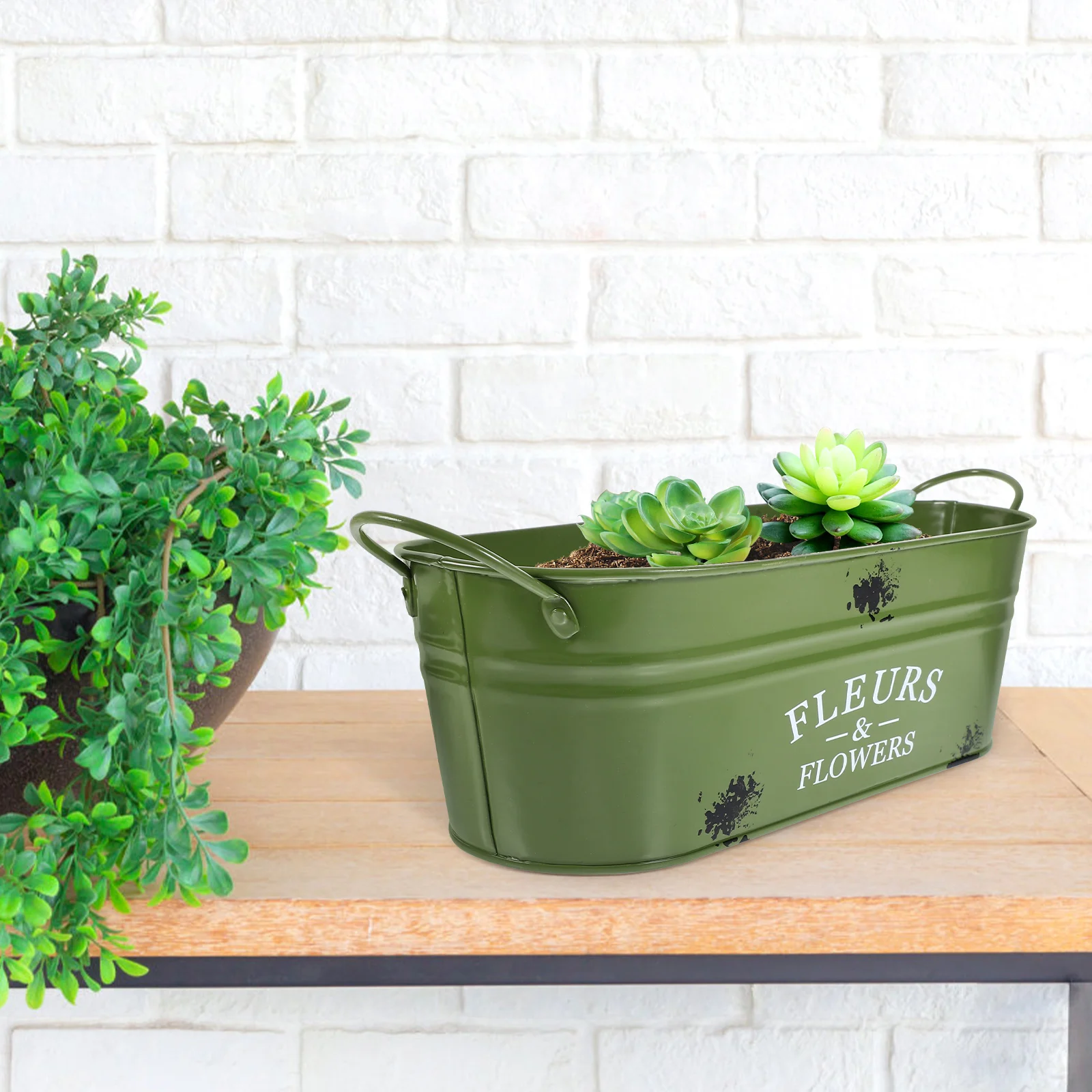 Galvanized Raised Garden Bed Vintage Planter Pot Flowerpot Pots Iron Multifunction Tin Buckets Retro Office