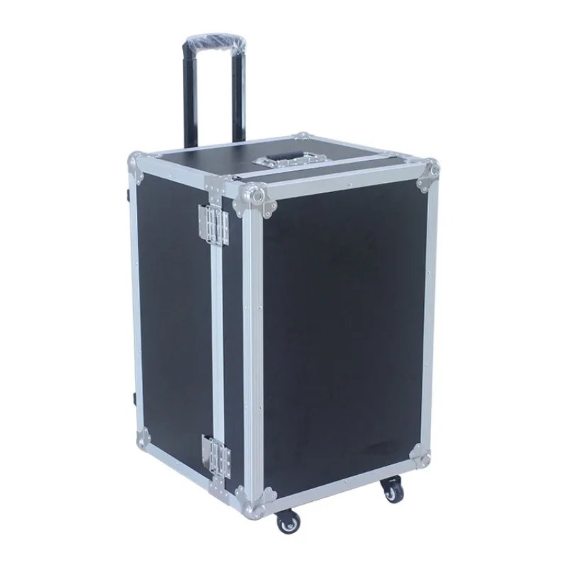 Custom-sized large aluminum equipment shipping boxes with foam and pad locks