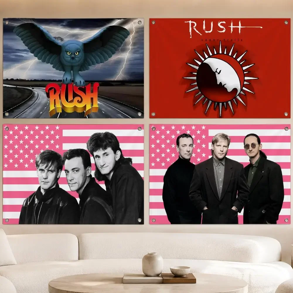 Rock Band R-Rushs Flags Fan Banner Tapestry Wall Hanging Garage BarDorm Camp Party Outdoor Home Decor Gift