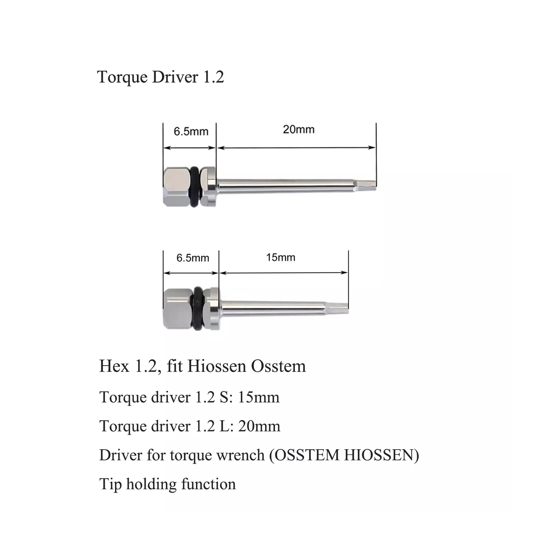 Implant Hex Screwdriver Torque Driver 1.2mm length 15mm 20mm Compatible Hiossen