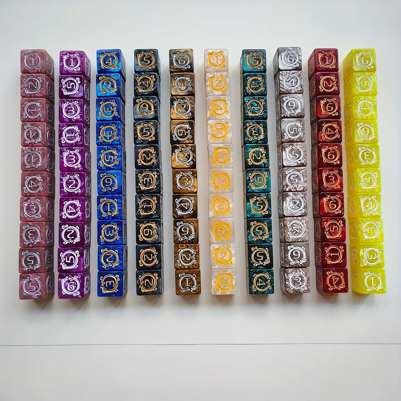 10pcs Pearl Dragon Pattern Dice, Board Game Accessories, Smooth Finish, Highquality Craftsmanship, Tabletop Gamers