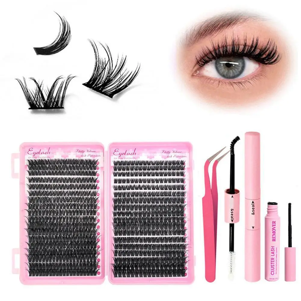 NEW 80D/100D Eyelash Extension Kit Fluffy Eyelash Extension Seal And Lash Thick With Kit Clusters Tweezers Wispy Lash Lash C4F9