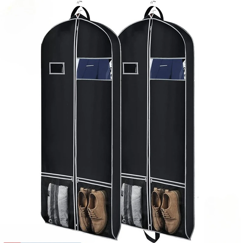 2pcs Non-woven Dust Cover Garment Bag Modern Simple Hanging Foldable Clothes Protector for Coat Wardrobe Storage Organizer