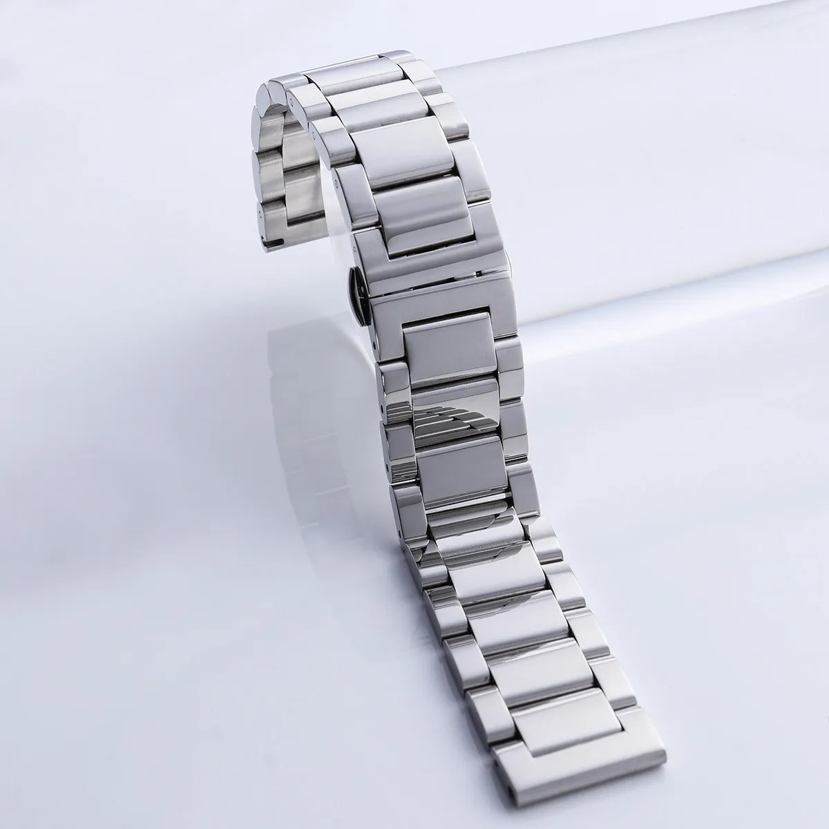 22Mm Stainless Steel Watch Band Luxury Vacuum Electroplated Strap Ergonomic Seamless Design Sweatproof Sport Watch Replacement
