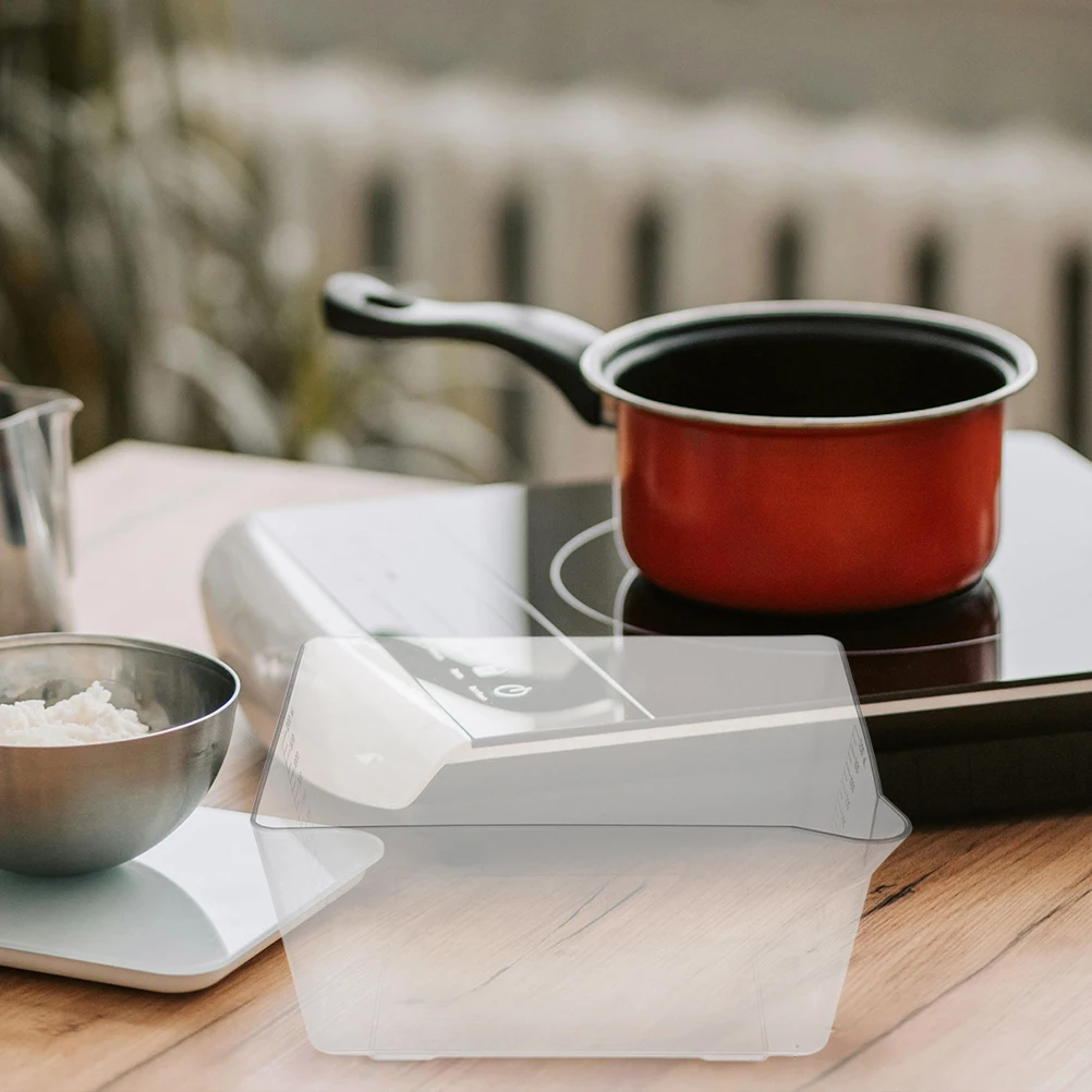 Bandeja de báscula de cocina Digital, cuencos de pesaje transparentes, marcas de medición, preparación de alimentos para hornear, platos de plástico reutilizables cuadrados, 3 uds.