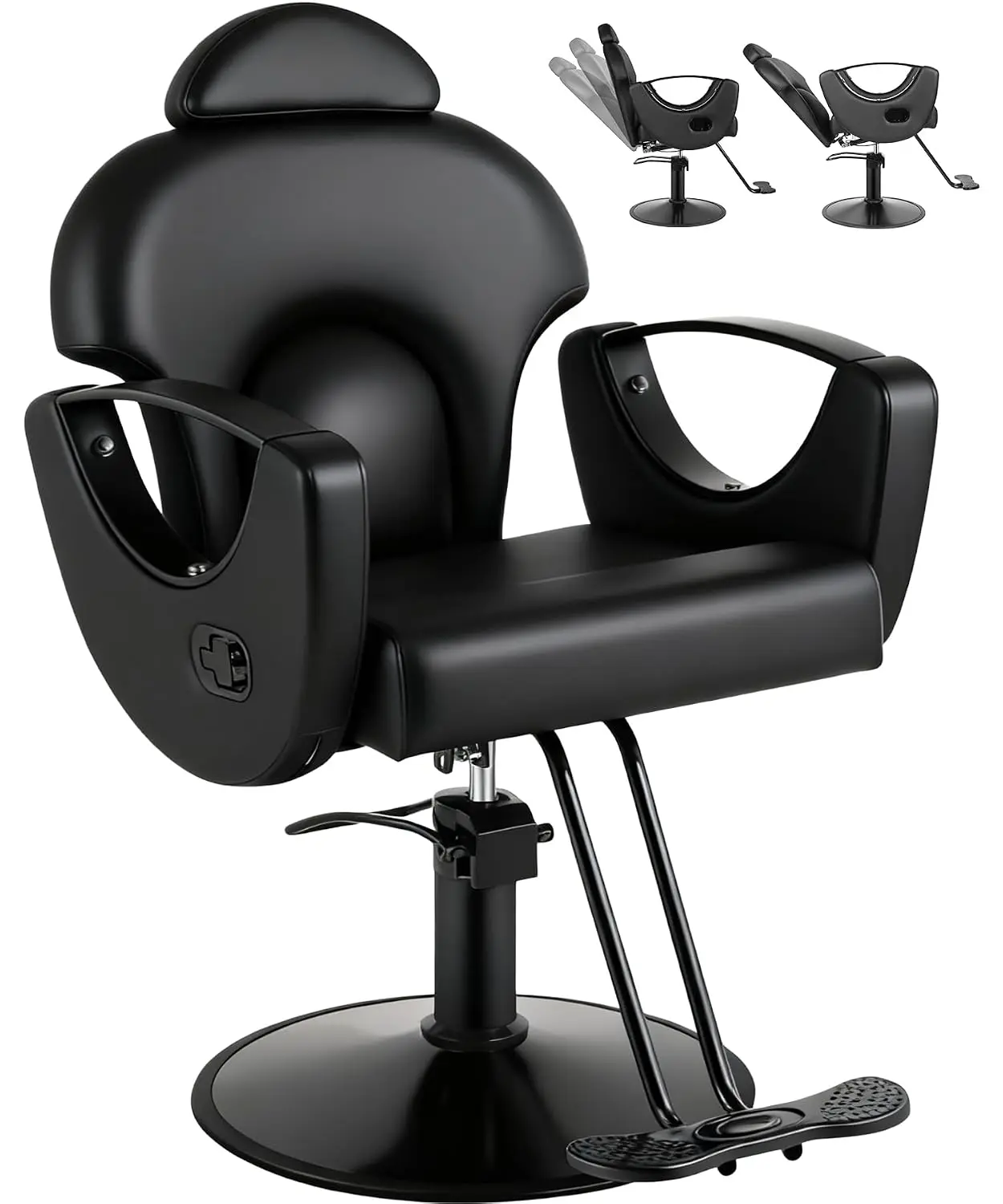 Black Reclining Hydraulic Barber Chair, 360 Swivel Heavy Duty Styling Chair for Salon & Home Barbershop, Customized