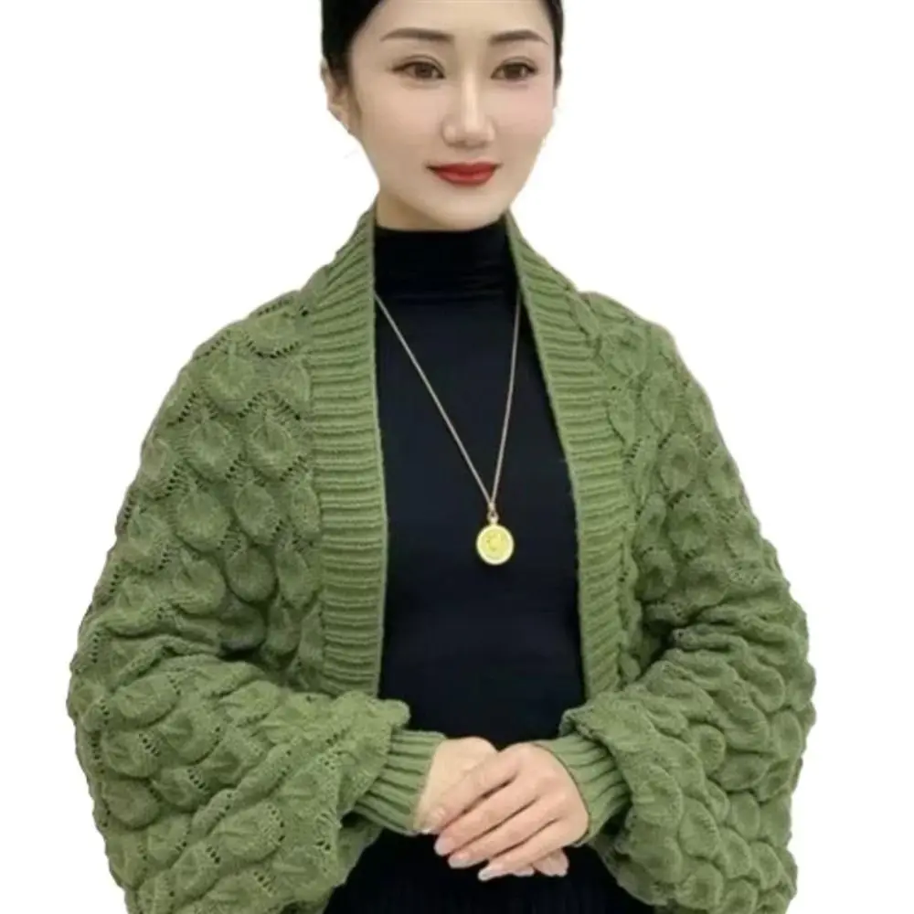 

Свободная ажурная вязаная шаль, однотонное тонкое пальто с волнистым узором, мягкий кардиган, корейская мода