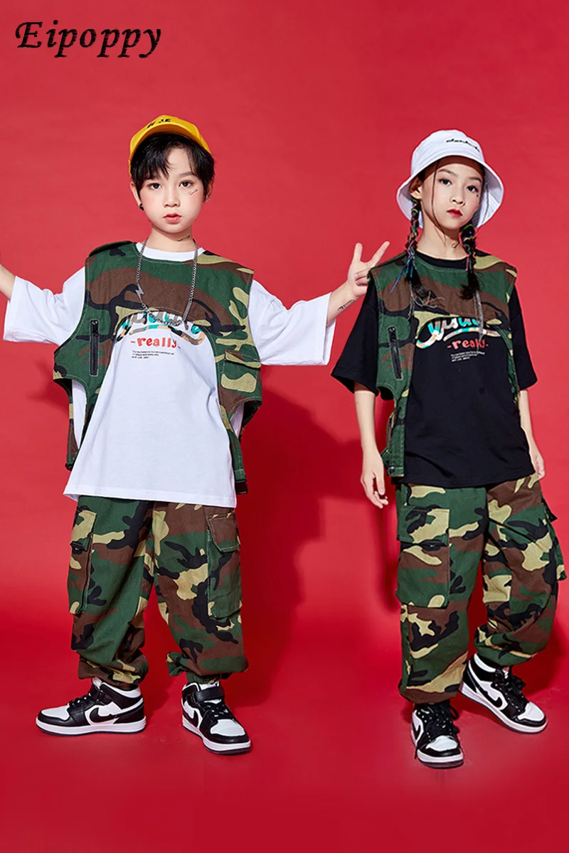 Camouflage Vest Street Dance Clothing Boys' Hip Hop Suit Girls' Jazz Dance Costume