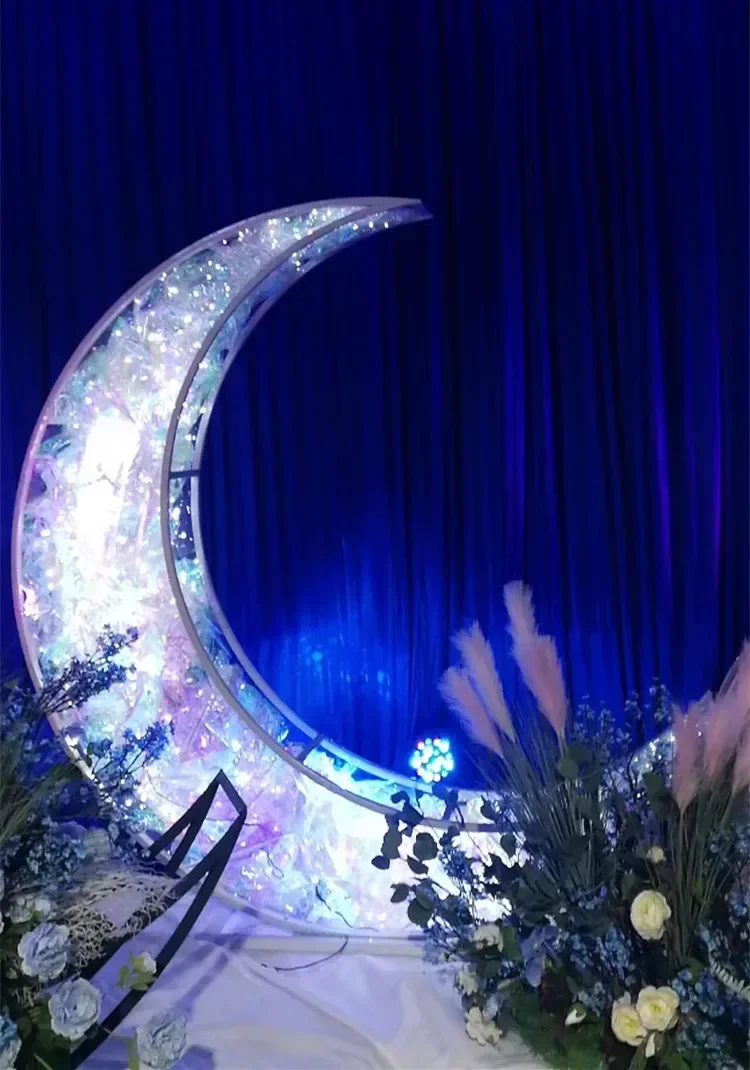 

A New wedding props crystal luminous moon decoration . stage background shopping mall activities