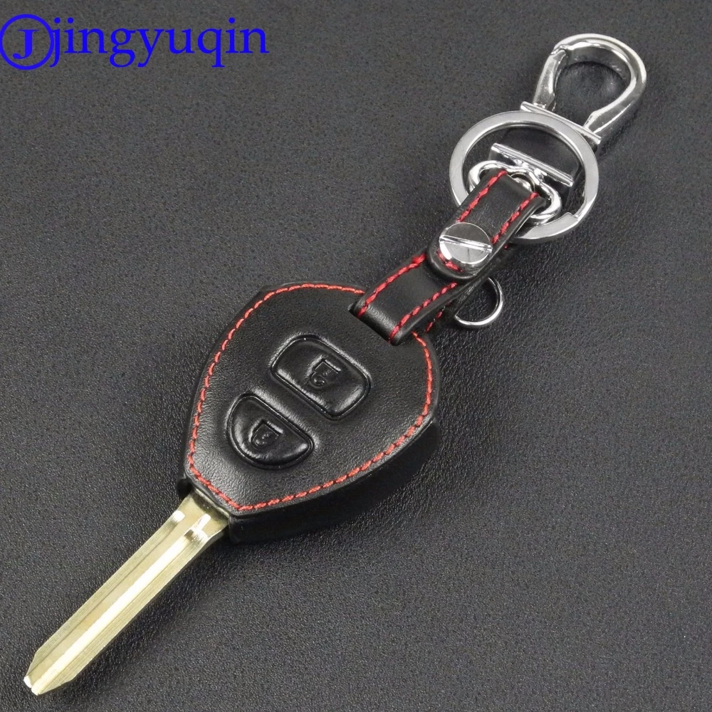 jingyuqin Remote Car Key Leather Case Cover For Toyota Corolla Rav4 Yaris Avensis Prado Car Key Wallet Car Styling 2 Buttons