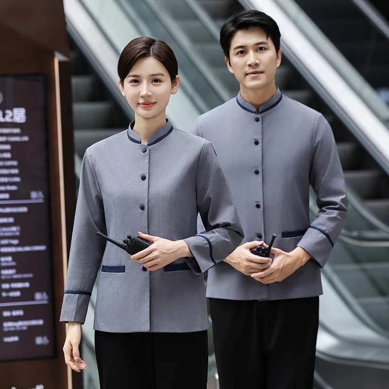 Outono inverno propriedade limpeza pessoal uniforme manga longa hotel homestay shopping hospital limpeza tia workwear conjunto para mulher