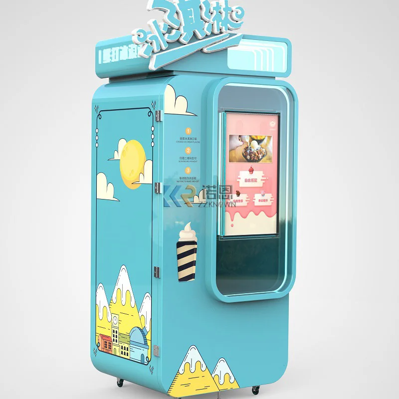 Italian popular automatic frozen food ice cream machines self service soft ice cream cone vending machine