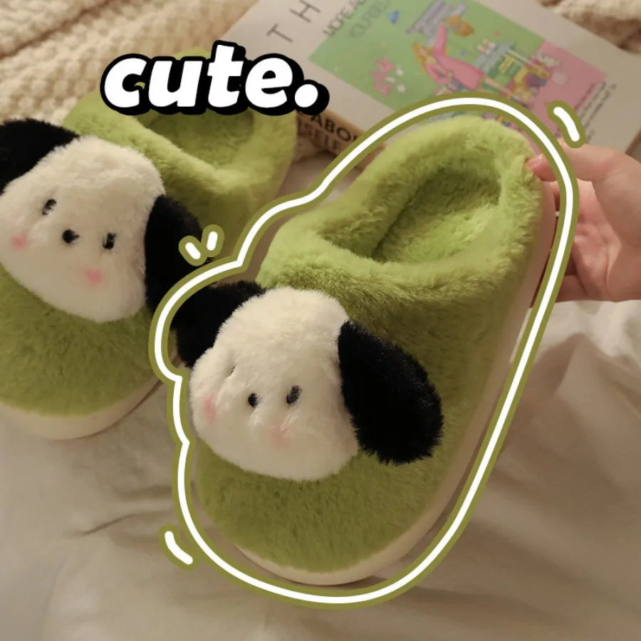 Cotton Slippers Cartoon Dog Autumn/winter Women's Warm And Non Slip Indoor Slippers For Parent-Child Comfort Home Shoes Gifts