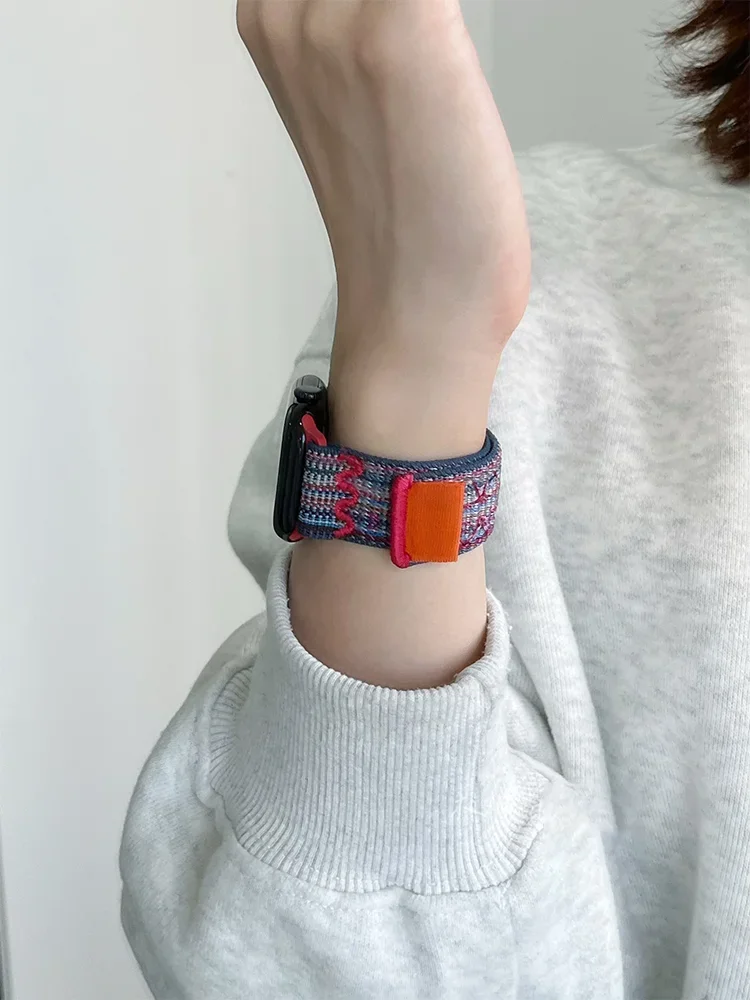 Correa deportiva de nailon para Apple Watch, 49mm, para pulsera de bucle, iWatch S 11 10 9 8 7 6 5 4 3 se Ultra 2-3 46mm 45mm 44mm 41mm 42mm