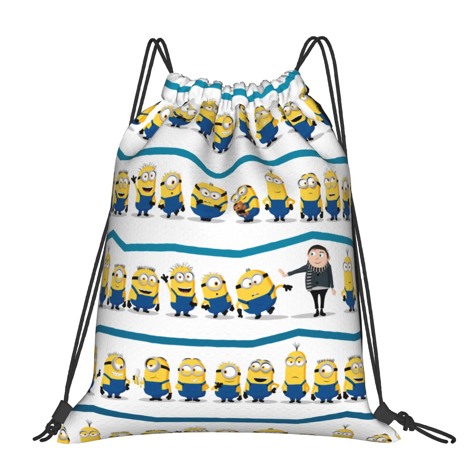 M-Minions-s The Rise of Gru Drawstring Bags Sports Backpack Gym Sackpack Water Resistant  String Bag for Yoga