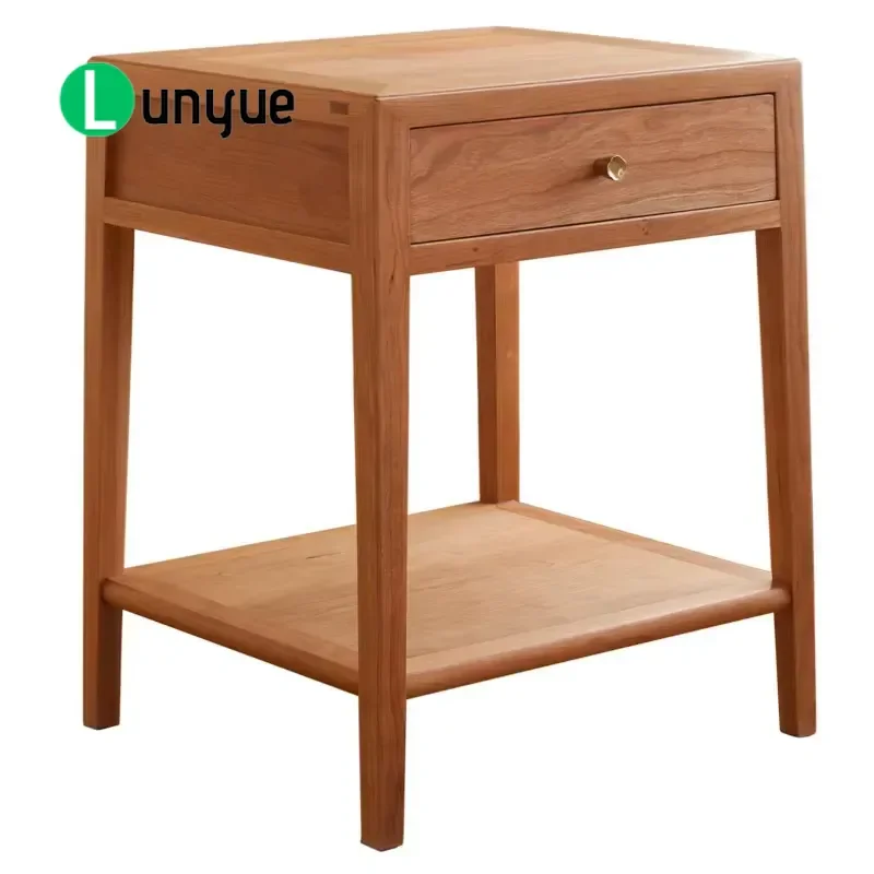 Chinese Traditional Wooden Bedside Table Coffee Table for Bedroom Living Room Solid Wood Nightstand with Storage Space