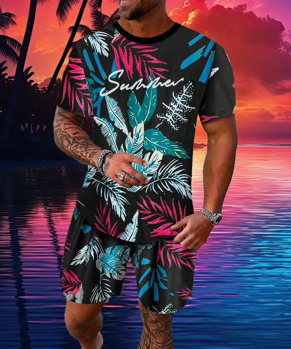 

New Summer Trendy Men's 3d Printed T-shirt Fashion O-neck Oversized T Shirt For Men Casual All-match Short Sleeve Waist Sets