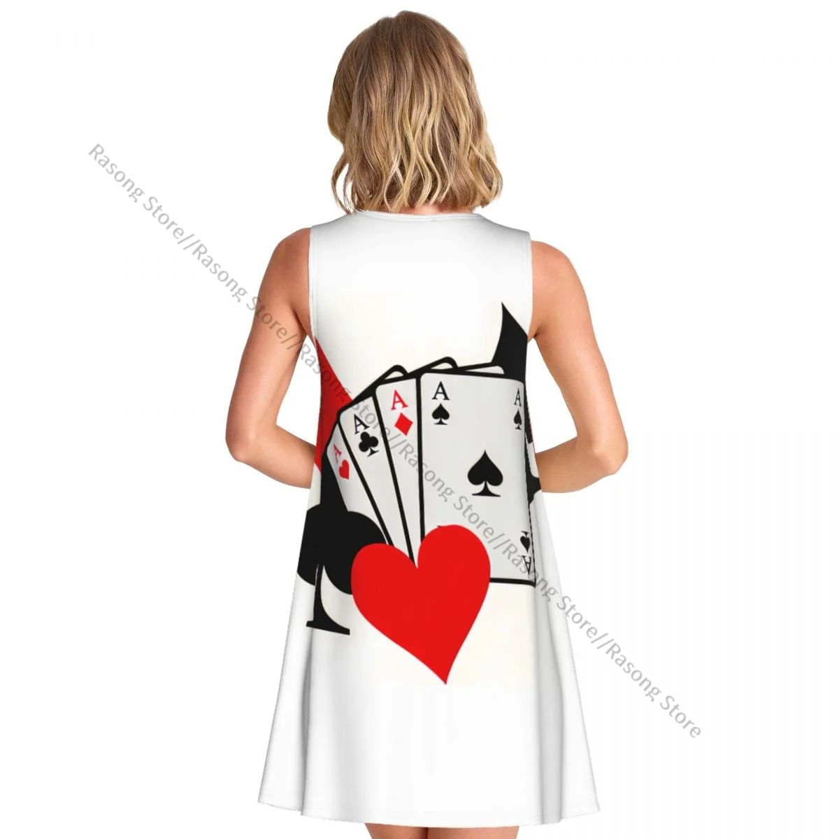 レディース ドレス フォー エース トランプ 夏 カジュアル Tシャツ ビーチ カバーアップ タンクドレス