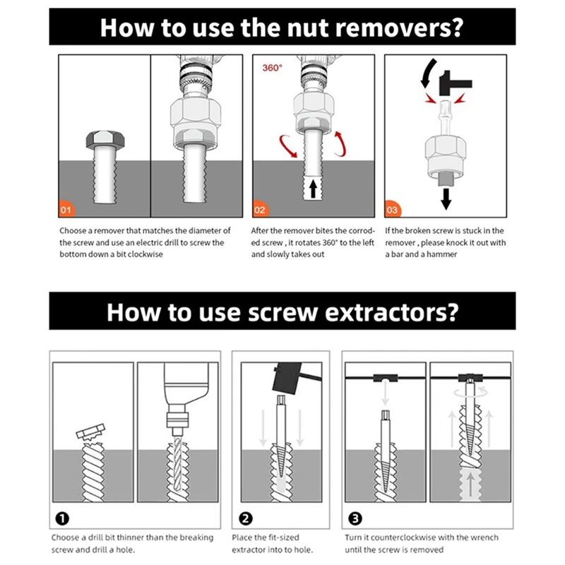 أداة لولبية سداسية من الفولاذ الفضي ، تُستخدم لإزالة المسامير والبراغي والمسامير التالفة ، 26 صولًا