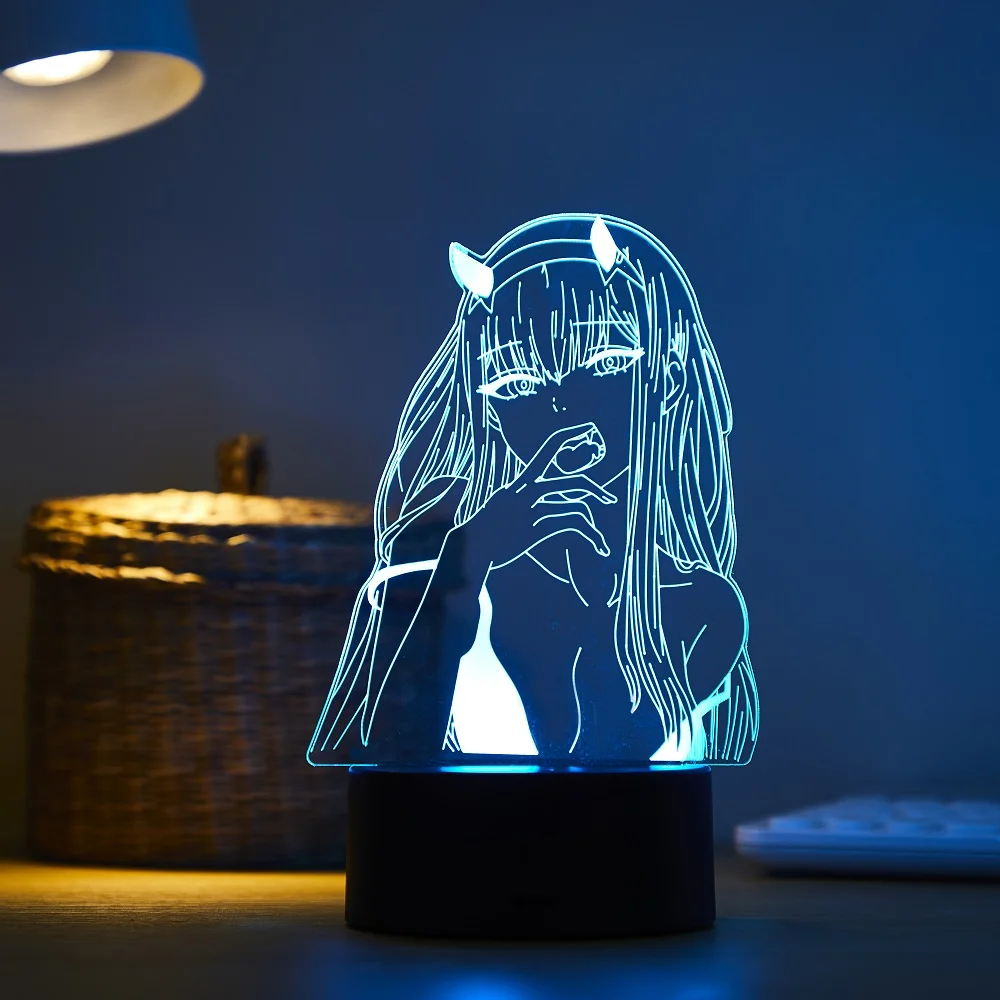 Led Night Light Zero Two Figure Table 3d Lamp for Bed Room Decor Light Anime Waifu Gift Darling In The Franxx Zero Two Lamp