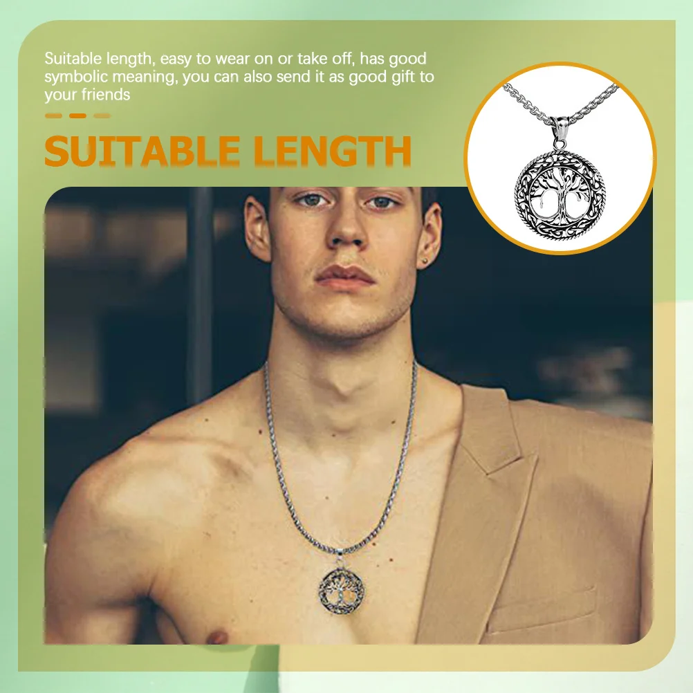 

Family Tree Necklace Titanium Steel Pendant Chain Men Women Neckwear Detailed Workmanship Growth Strength Rebirth Gift