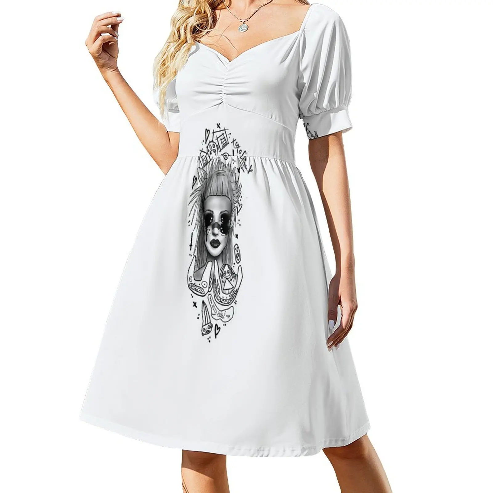 

Yolandi Visser Portrait Short-Sleeved Dress women's clothing korea stylish women clothing 2025 new arrivals