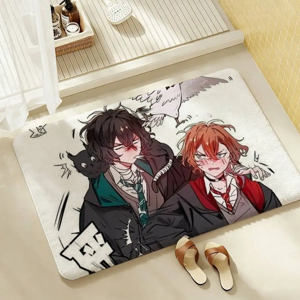 Fanart Soukoku D-Dazai C-Chuuya  Shower Room Absorbent Small Floor Mat Soft Comfortable Decorative Foot Mat