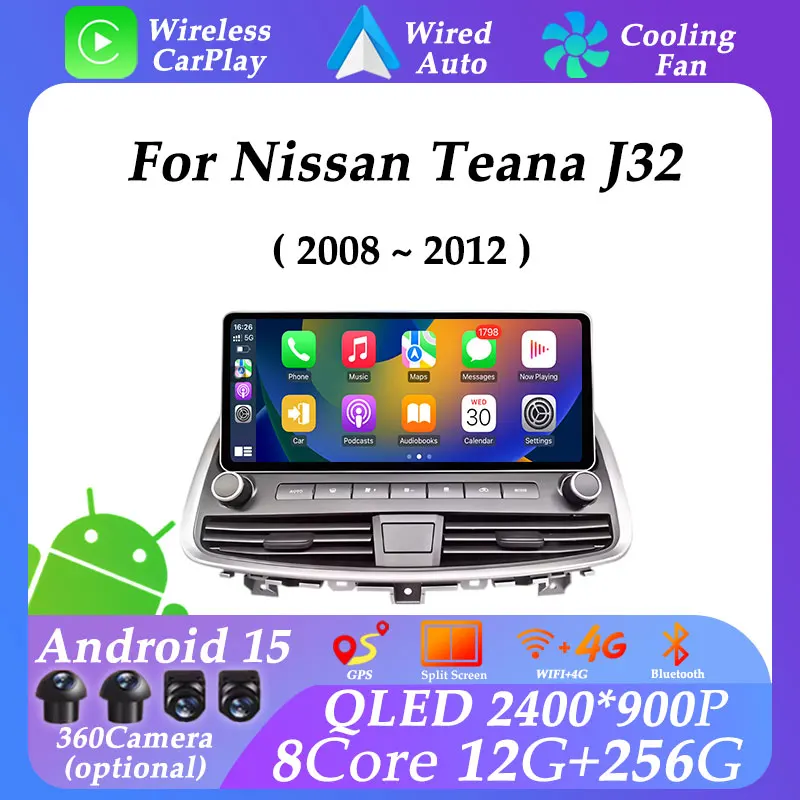 

12,3 "для Nissan Teana J32 2008-2012 Android Auto Wireless CarPlay ультратонкий экран автомобильный радиоприемник мультимедийный плеер GPS Navi 4G BT