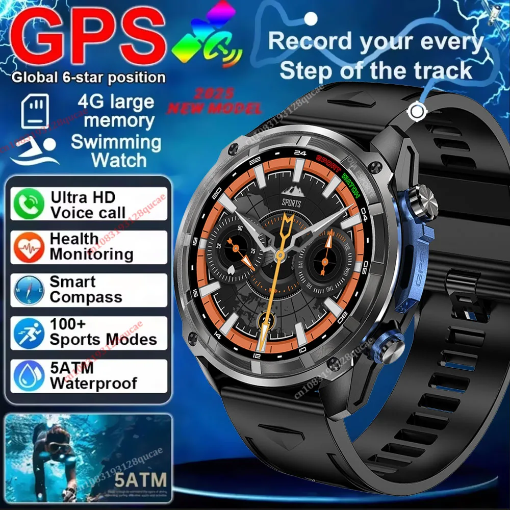 2025 neue GPS SmartWatch Offline Karten 4 GB Speicher Video Player Kompass Militär Sport Smart armband Männer 50 m schwimmen Wasserdicht
