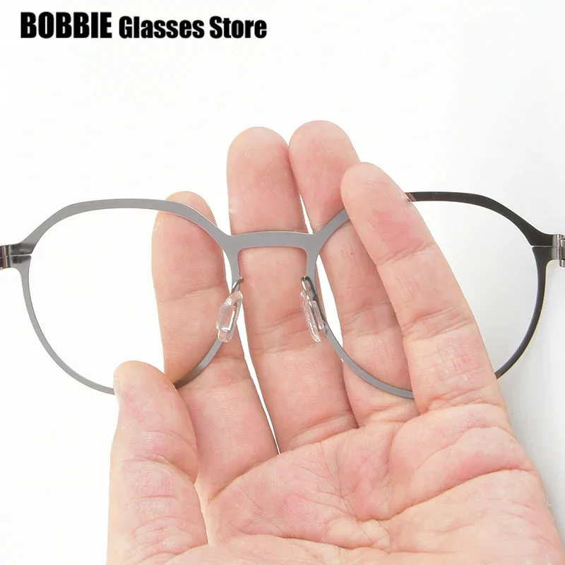 Simple Fashion Polygon Round Optical Eyeglasses Light Thin Screwless Women Spectacle Men Glasses Frame LIO Germany Brand Design