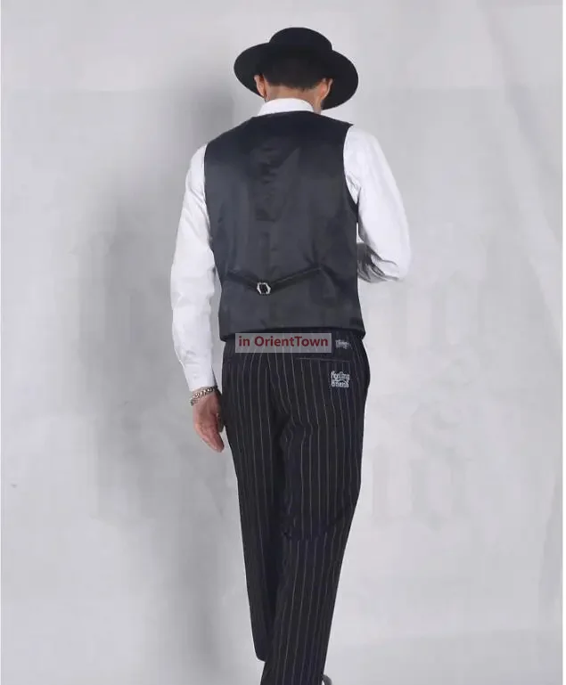 Popping Dance performance suit men Hip Hop suit locking vest machine dance Clothing street dance Stage suits Vest + pants + Tie