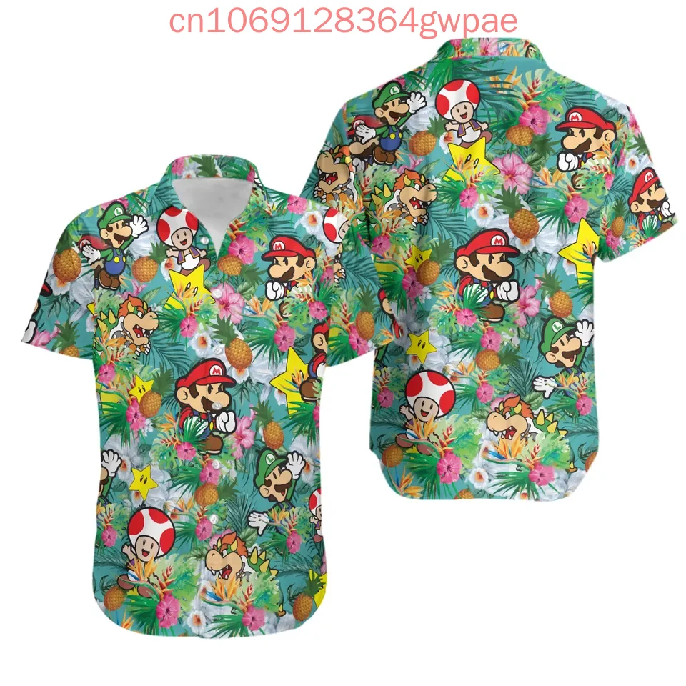 Super Mario Hawaiian Shirt Men's Women' Children Short Sleeve Shirt Summer Casual Vacation Beach Shirt