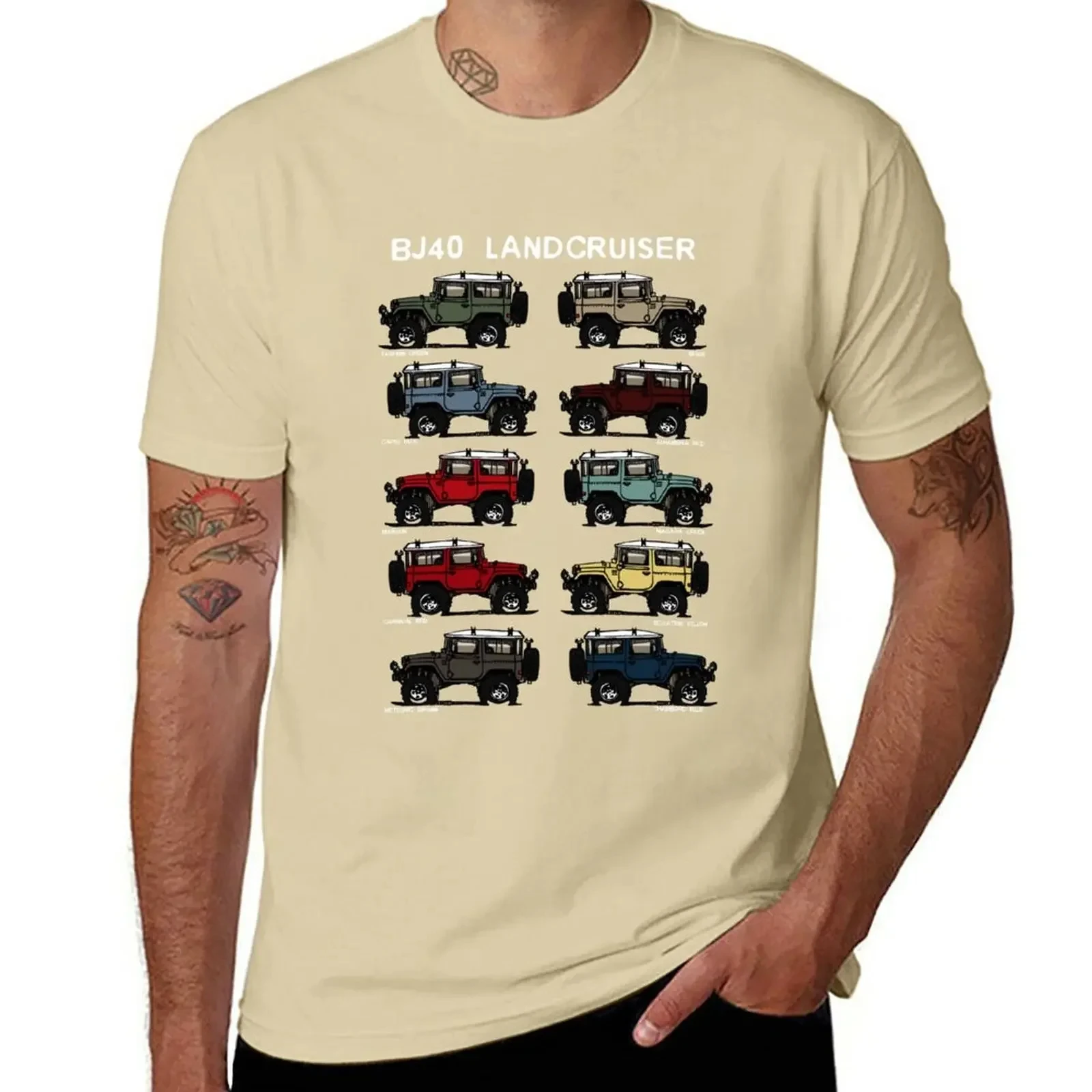 BJ4 FJ40 Landcruiser Full Color T-shirt Birthday Gift Men's Cotton T-shirt Korean fashion trend Men's fitted T-shirt