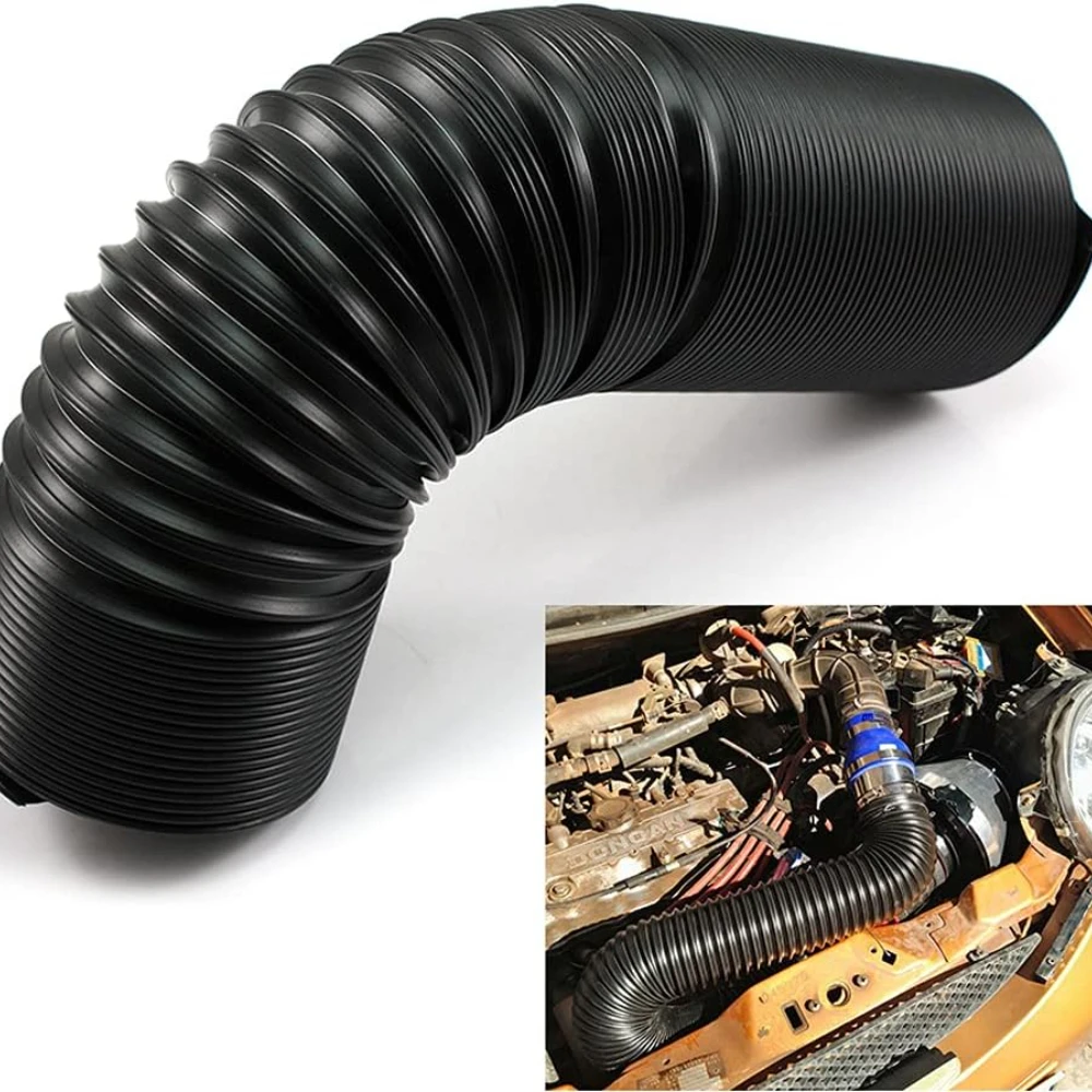 

76mm/3inch Air Intake Pipe Universal Car Cold Air Turbo Intake Inlet Pipe Flexible Duct Tube Hose Pipe Induction Kit Black Lengt