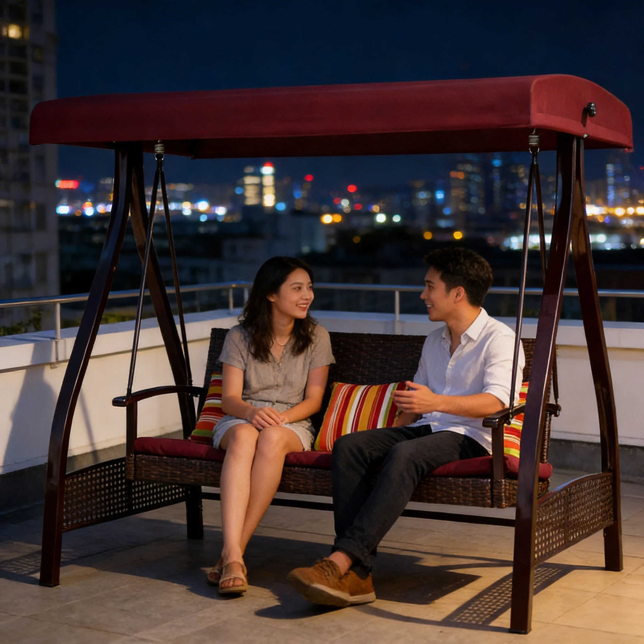 Hand-woven rattan garden swing chairs and handmade garden swing chairs for a unique natural appearance