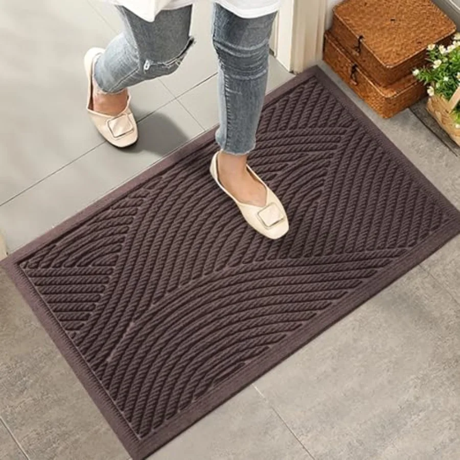 

Sturdy Front Door Mat Absorbent Muddy Dirt Resist Welcome Door Mats Outdoor Indoor Stain and Fade Resistant NonSlip Backing Ent