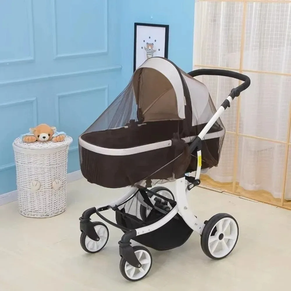 Full Coverage Pram Mosquito Net Dense Mesh Windproof Sunshade Insect Shield Net Polyester Material Snug Fit Design